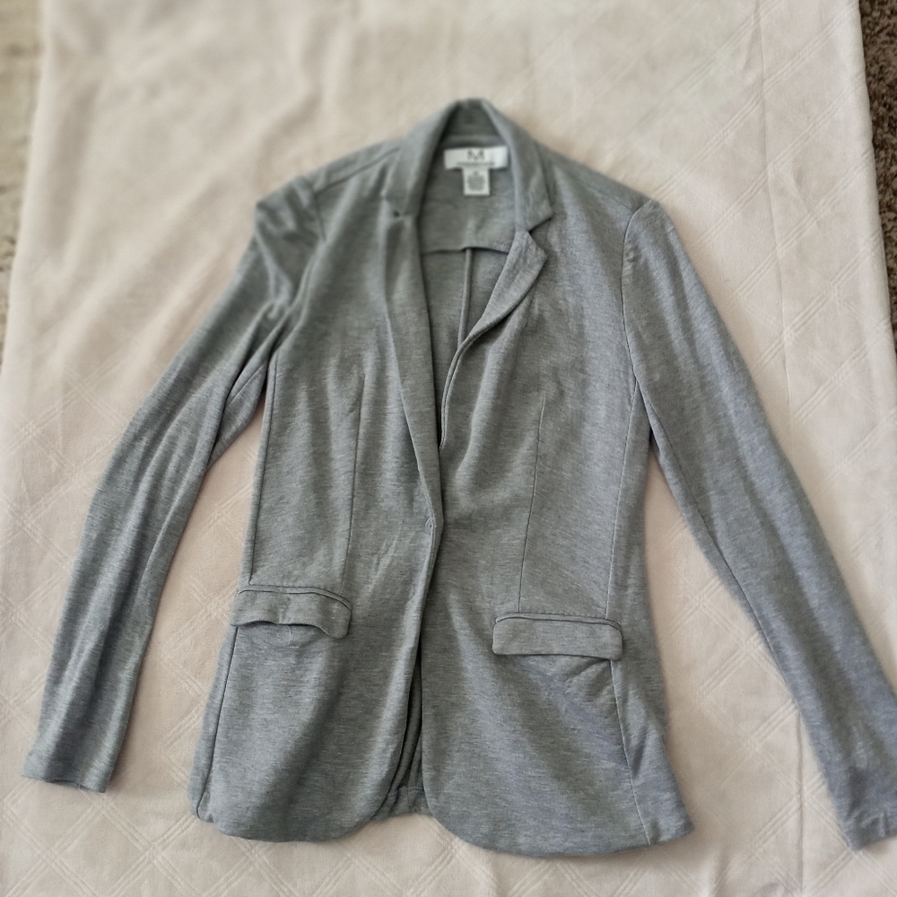 Preppy Gray Cotton Jersey Blazer